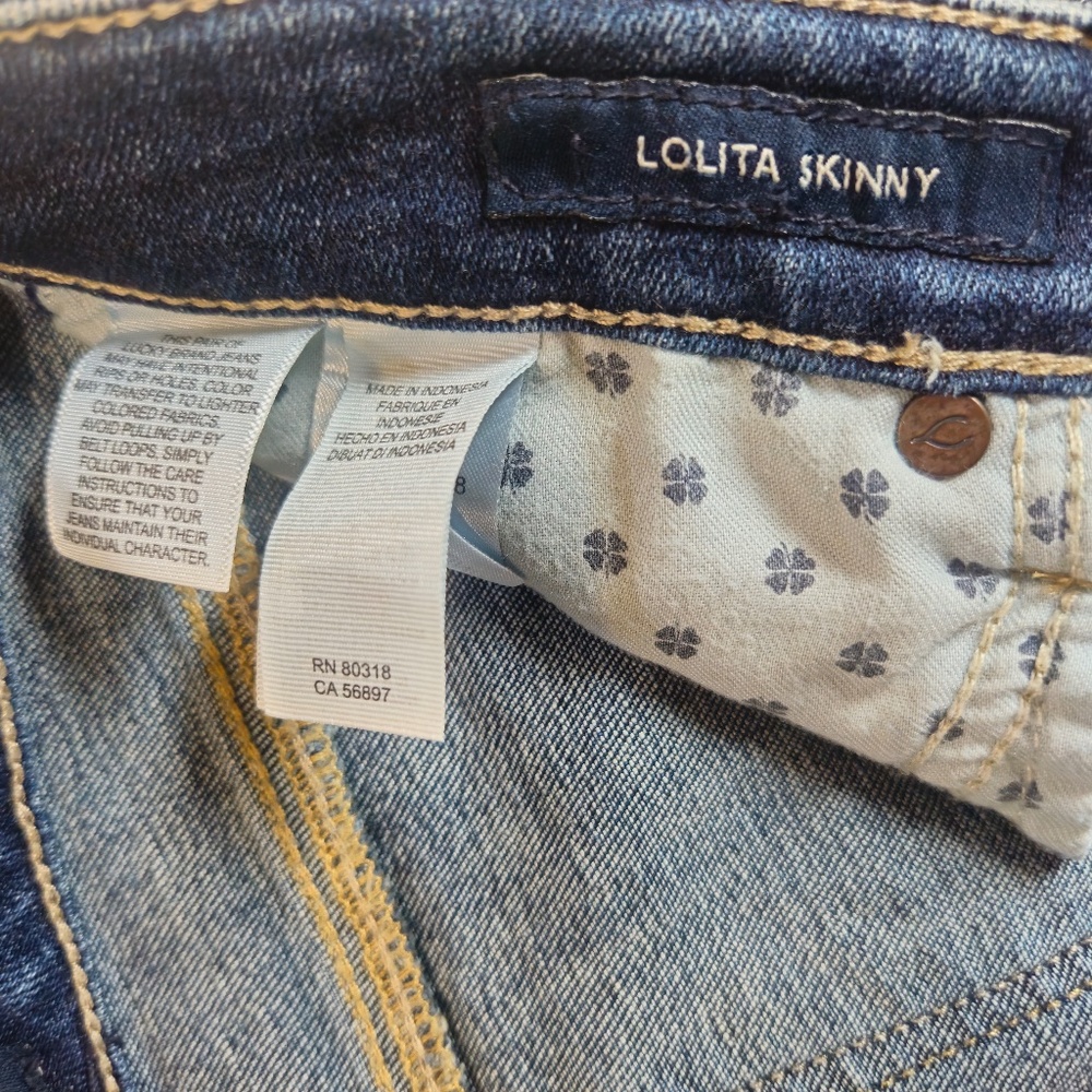 Lucky Brand Lolita Skinny Jeans Womens 4/27 Distressed Stretch Denim Blue Pants - Picture 5 of 10